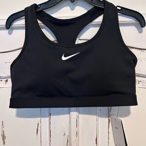 Nike Women's Black Sports Bra with White Logo